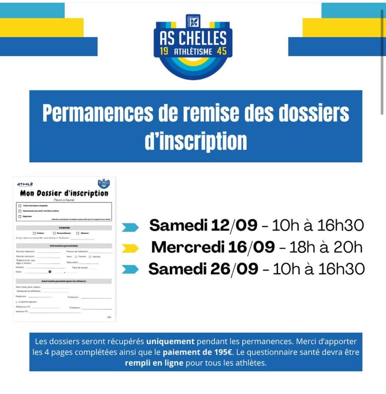 Permanences de remise des dossiers d'inscription